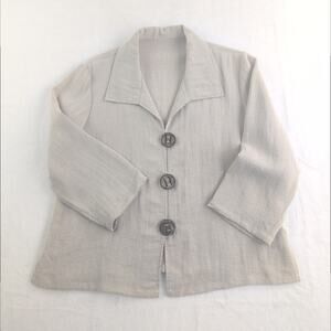 Fridaze Linen Redefined Lagen Look 100% Linen Large Button Jacket Top Women's S